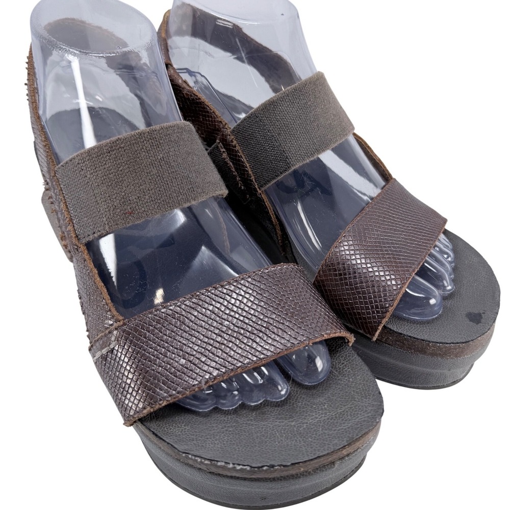 OTBT Womens Brown Snakeskin Elastic Strappy Platform Block Heel Sandals